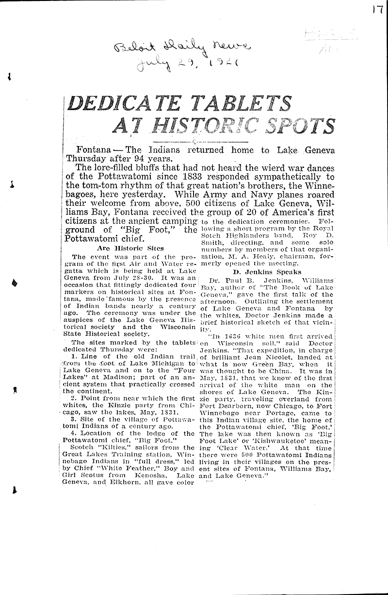  Source: Beloit News Date: 1930-11-01
