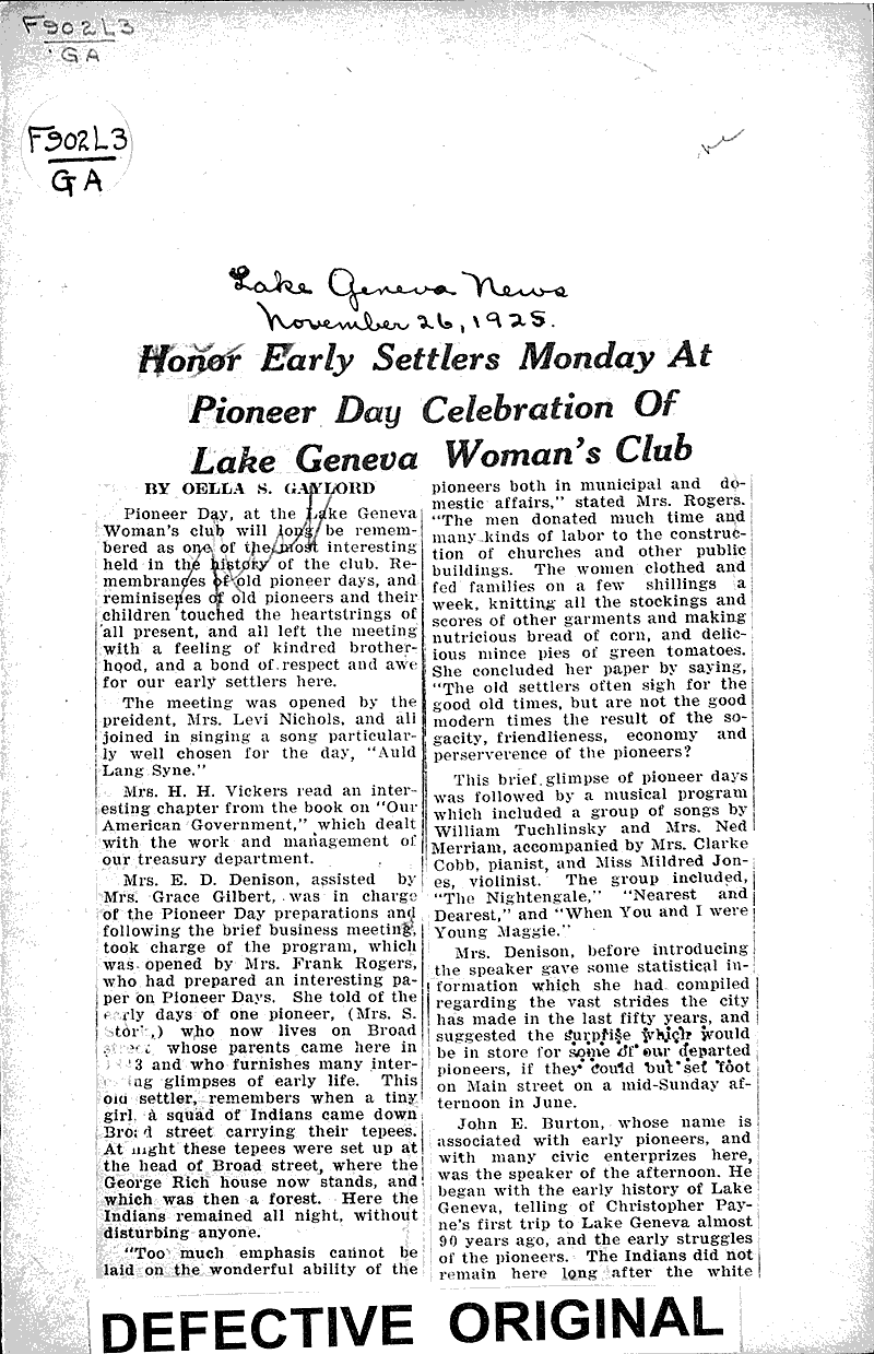 Honor early settlers Monday at pioneer day celebration of Lake Geneva