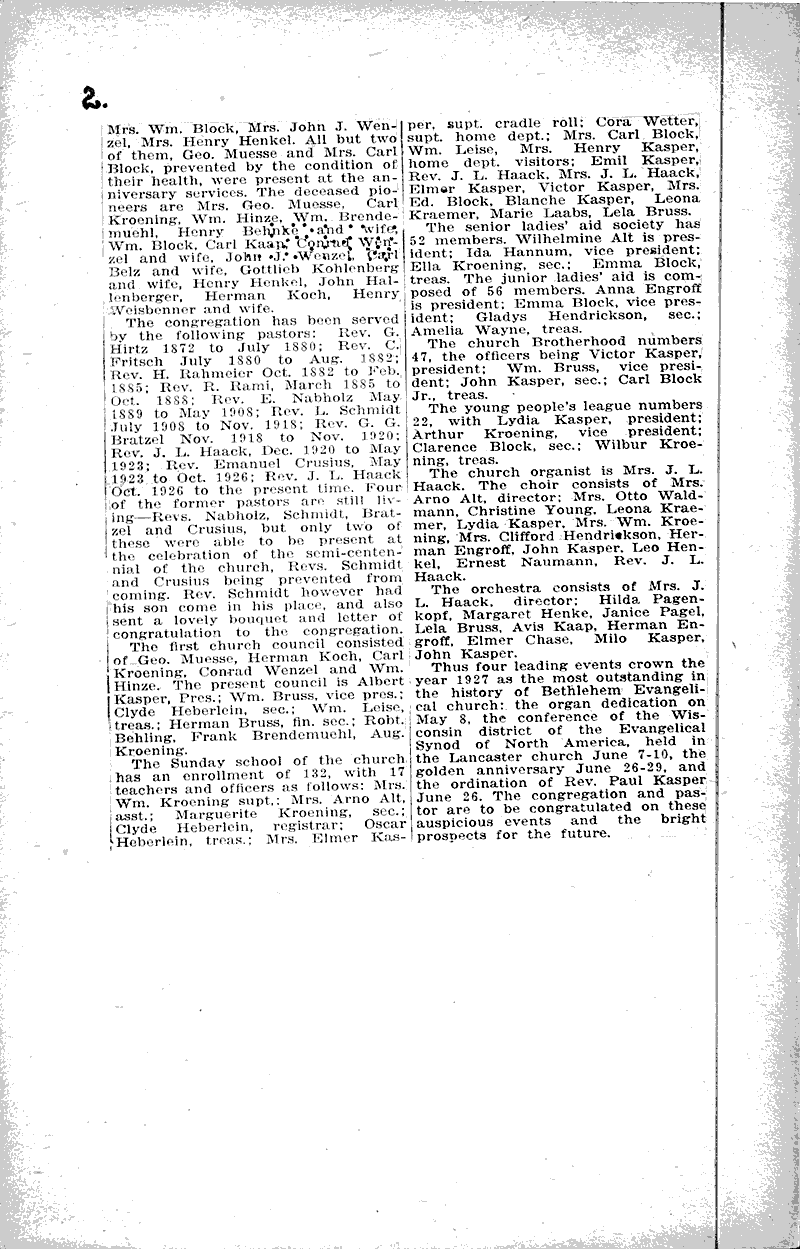  Source: Fennimore Times Topics: Church History Date: 1927-07-02