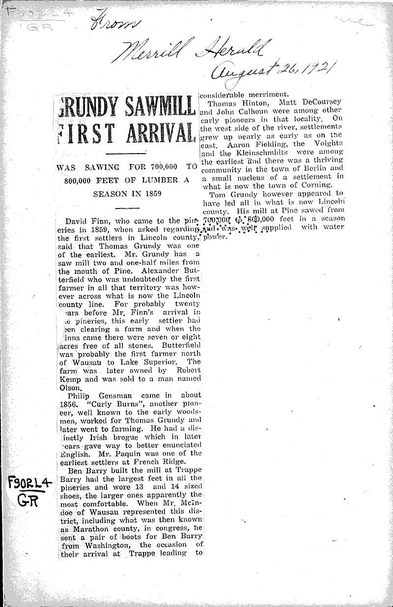  Source: Merrill Herald Topics: Industry Date: 1921-08-26