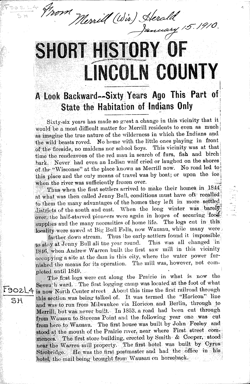  Source: Merrill Herald Date: 1910-01-15