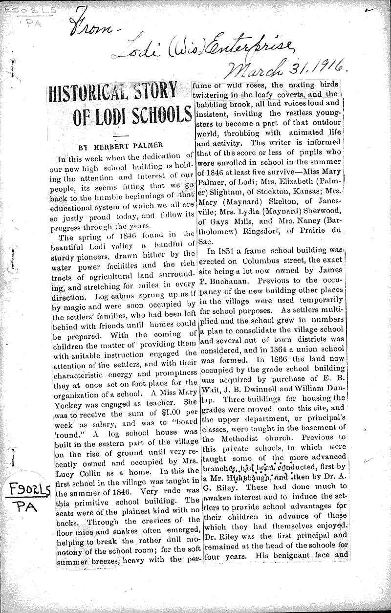  Source: Lodi Enterprise Topics: Education Date: 1916-03-31