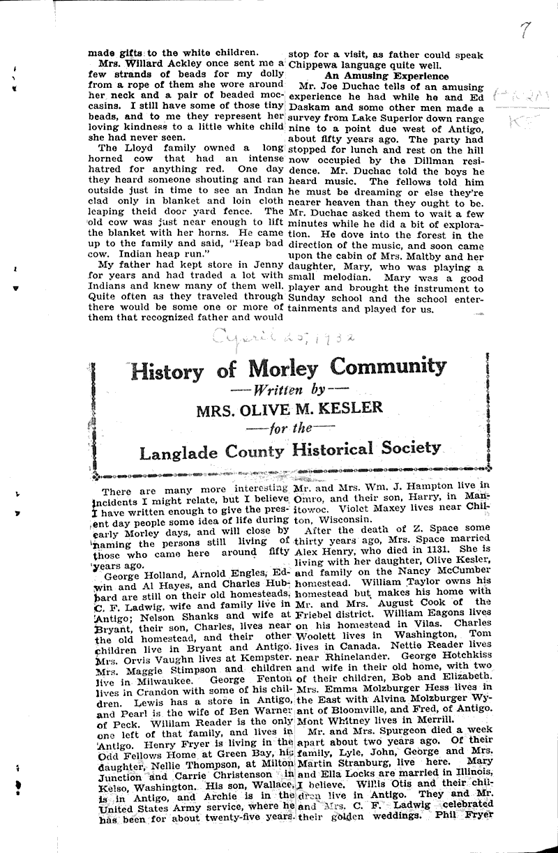  Source: Antigo Daily Journal Topics: Education Date: 1932-04-20