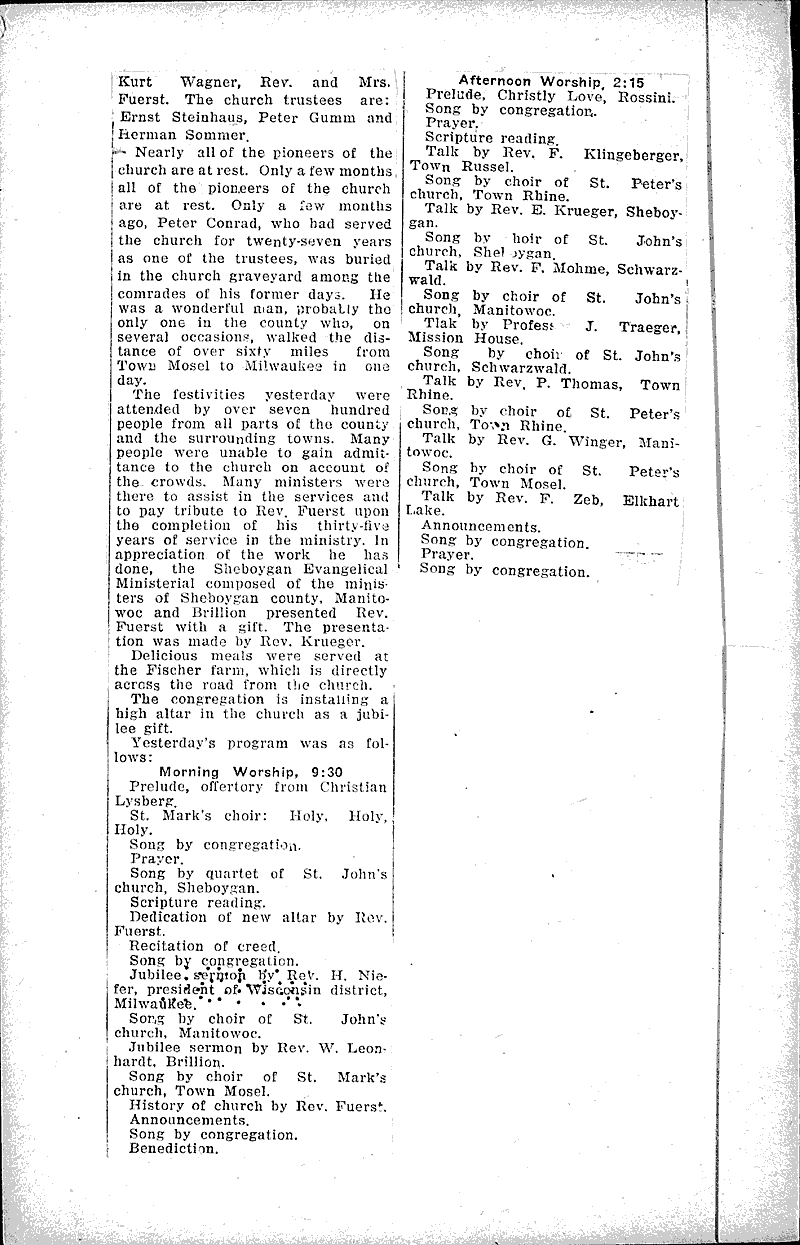  Source: Sheboygan Telegram Topics: Church History Date: 1923-09-17