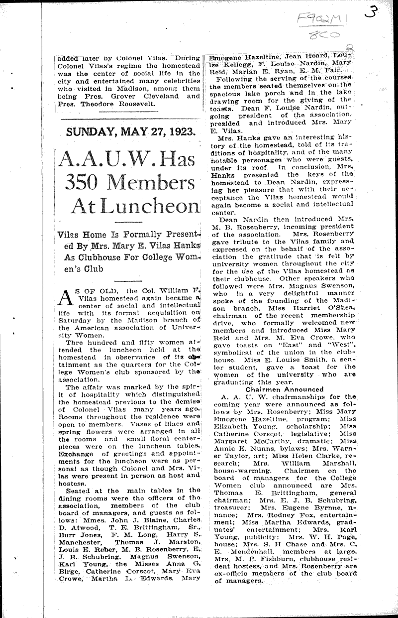  Source: Wisconsin State Journal Topics: Social and Political Movements Date: 1923-05-13