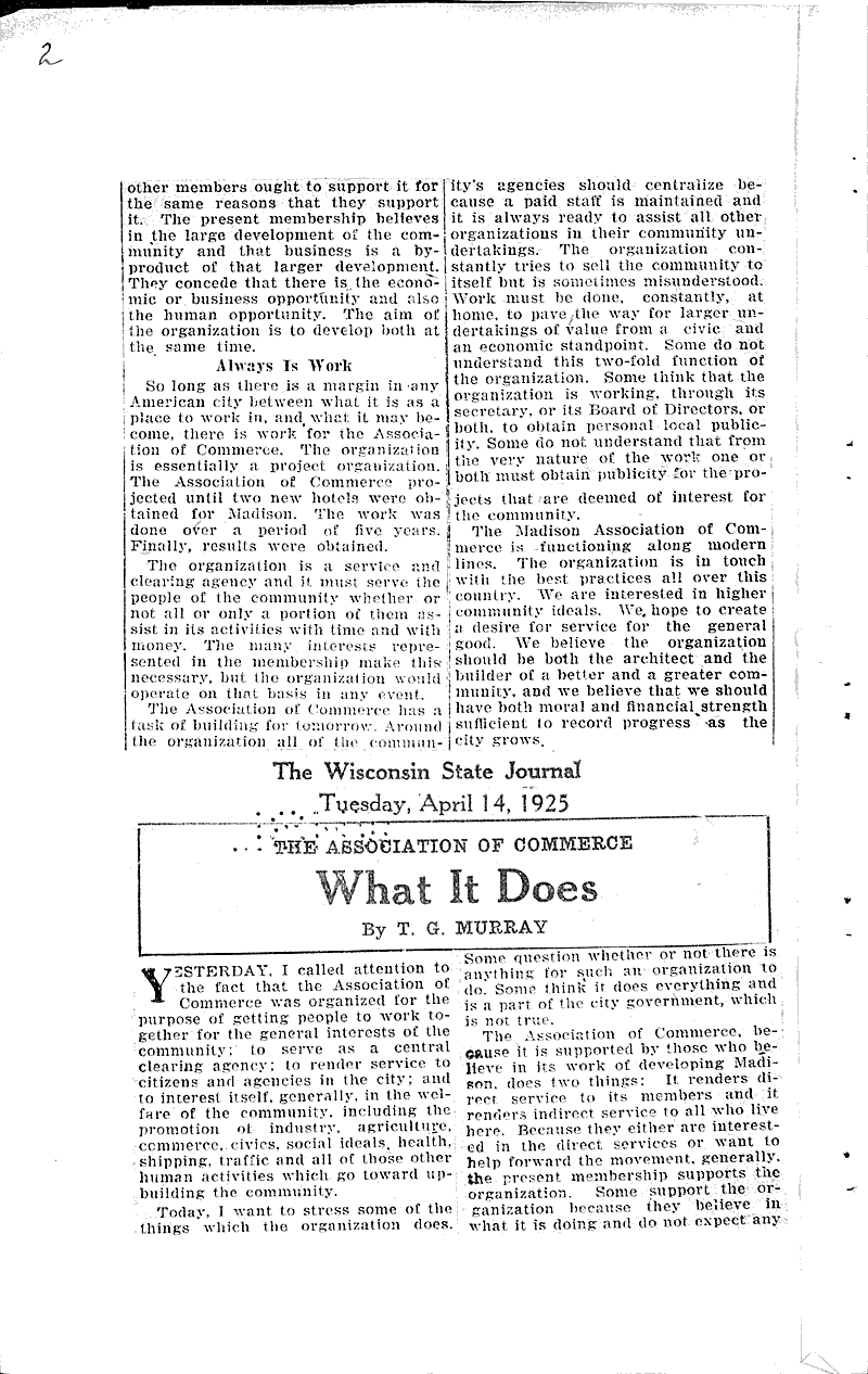  Source: Wisconsin State Journal Topics: Social and Political Movements Date: 1925-04-13