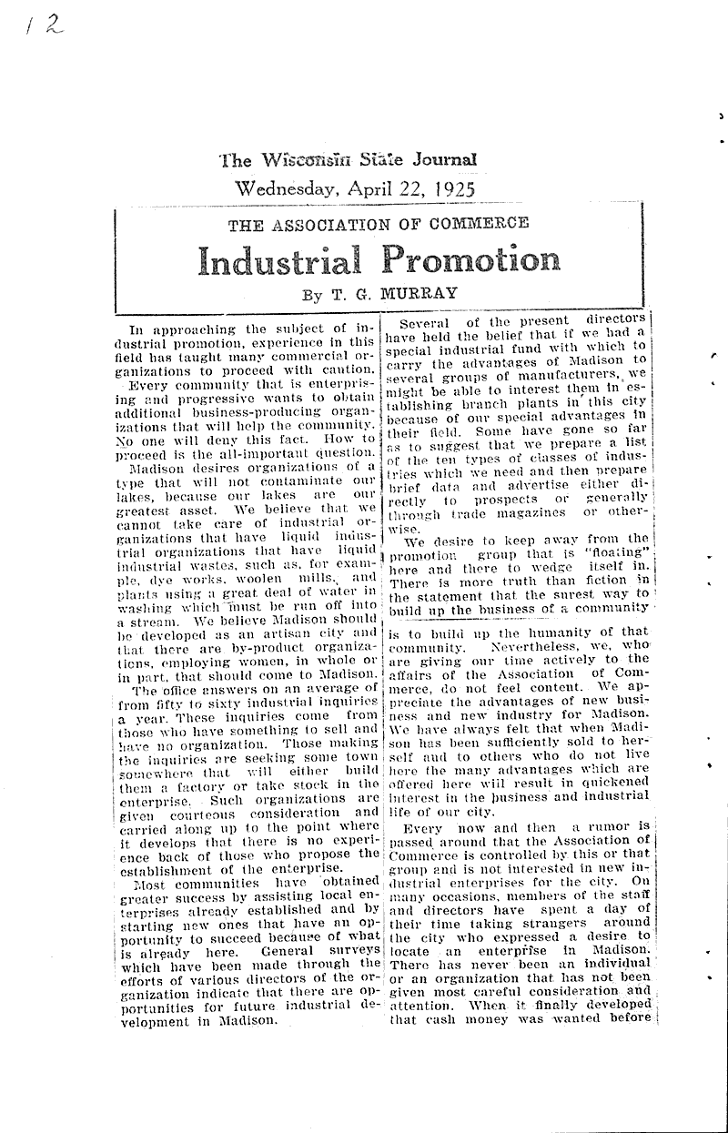  Source: Wisconsin State Journal Topics: Social and Political Movements Date: 1925-04-13
