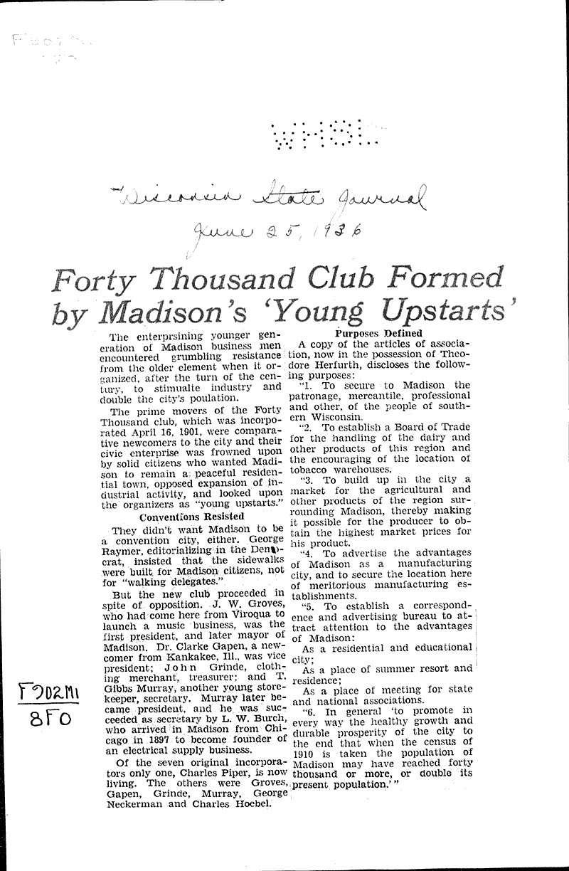  Source: Wisconsin State Journal Topics: Social and Political Movements Date: 1936-06-25
