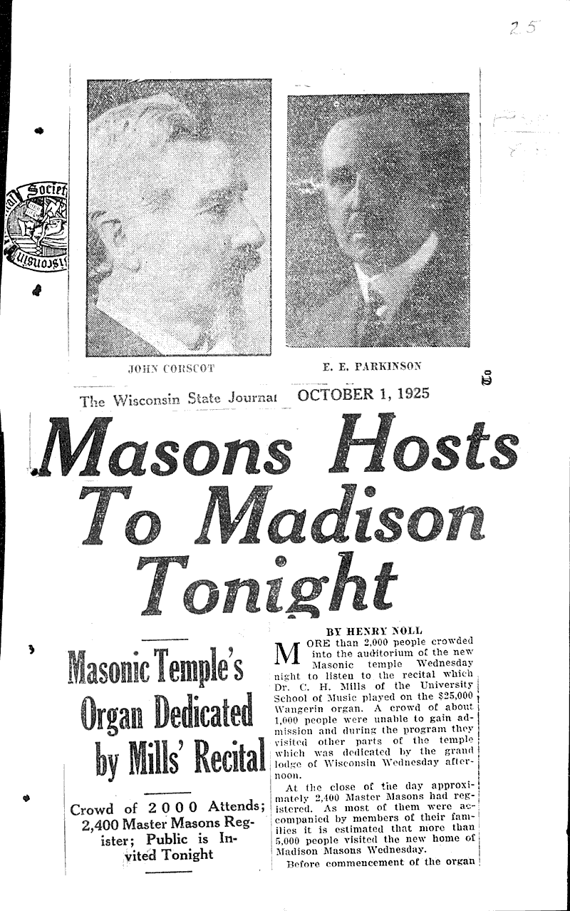  Source: Wisconsin State Journal Topics: Social and Political Movements Date: 1925-08-20