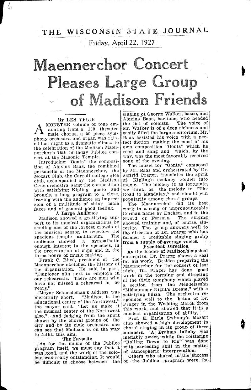  Source: Wisconsin State Journal Topics: Social and Political Movements Date: 1927-04-17