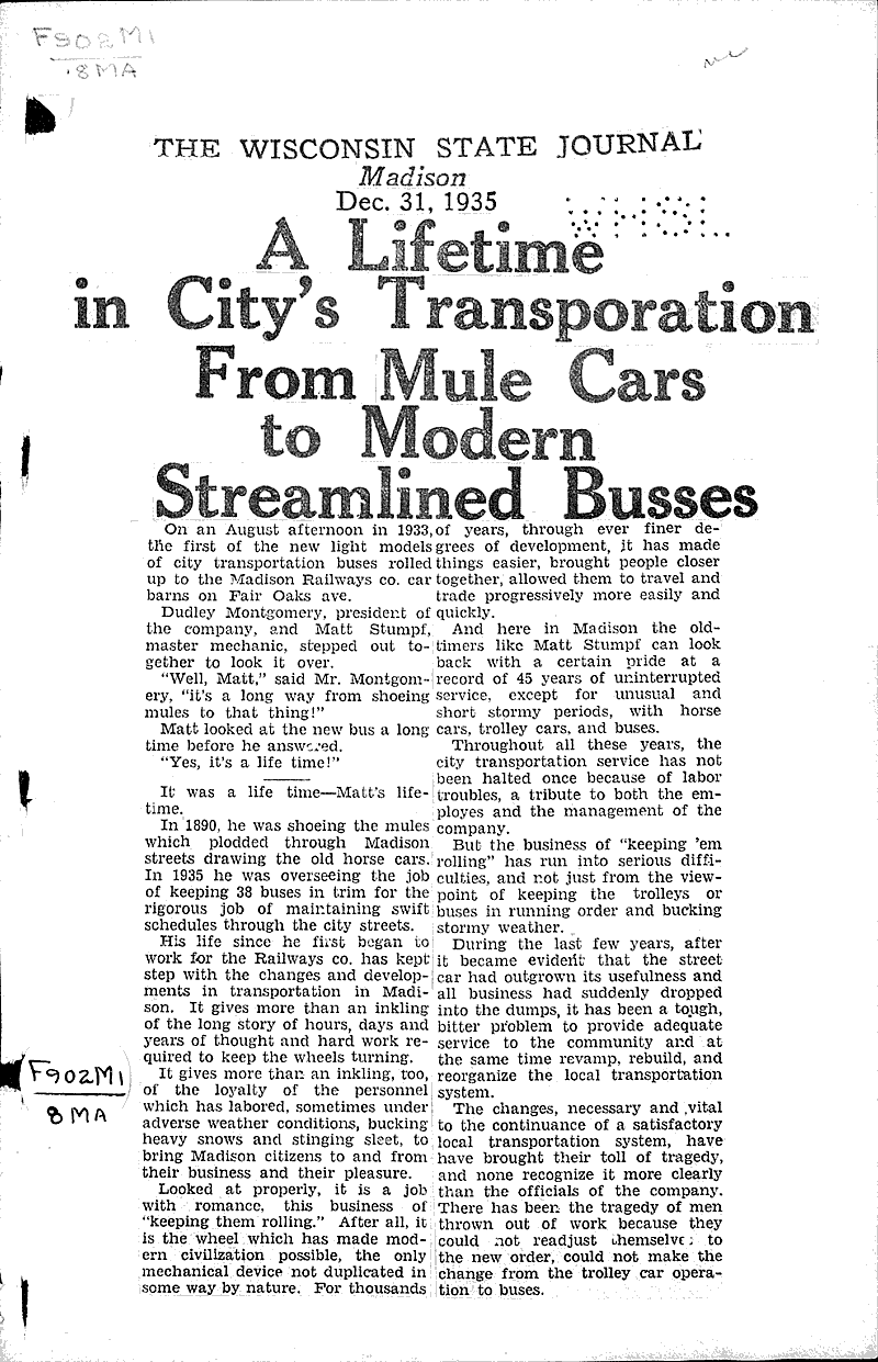 Source: Wisconsin State Journal Topics: Transportation Date: 1935-12-31