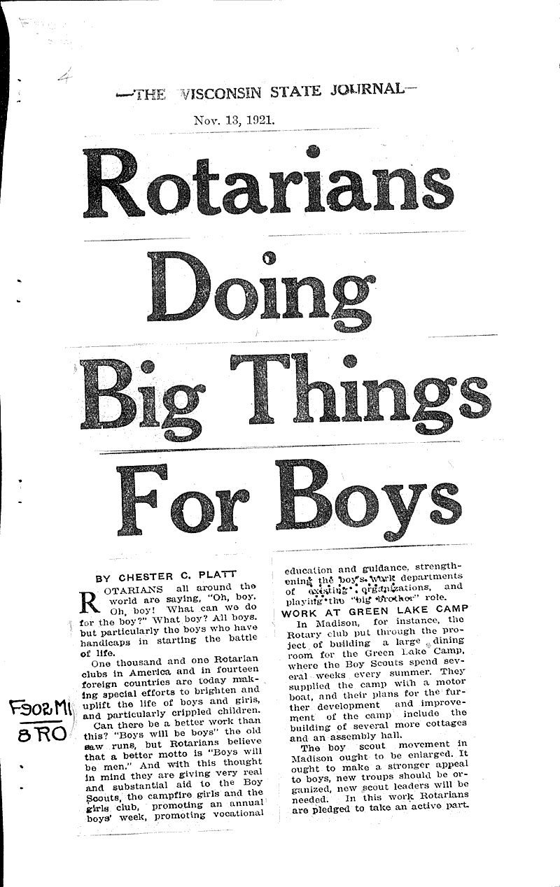  Source: Wisconsin State Journal Topics: Social and Political Movements Date: 1921-11-13