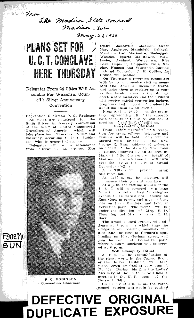  Source: Madison State Journal Topics: Social and Political Movements Date: 1923-05-27
