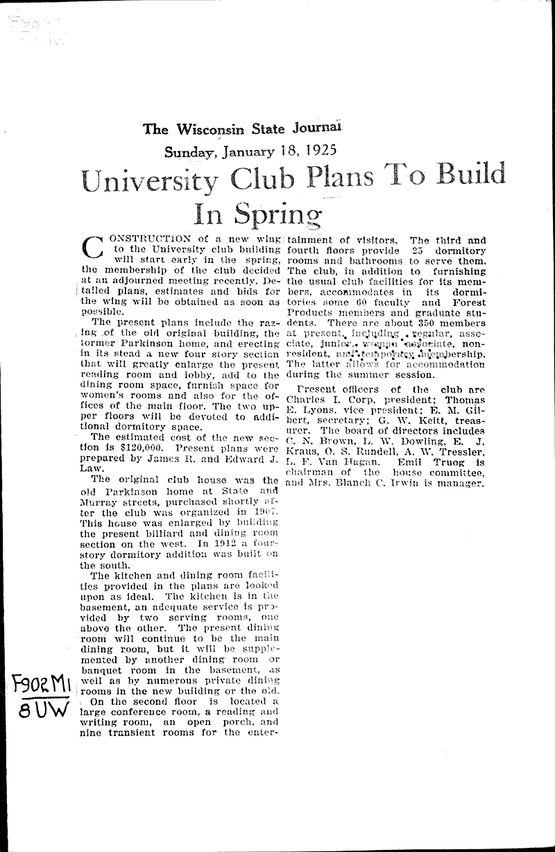  Source: Wisconsin State Journal Topics: Social and Political Movements Date: 1925-01-26