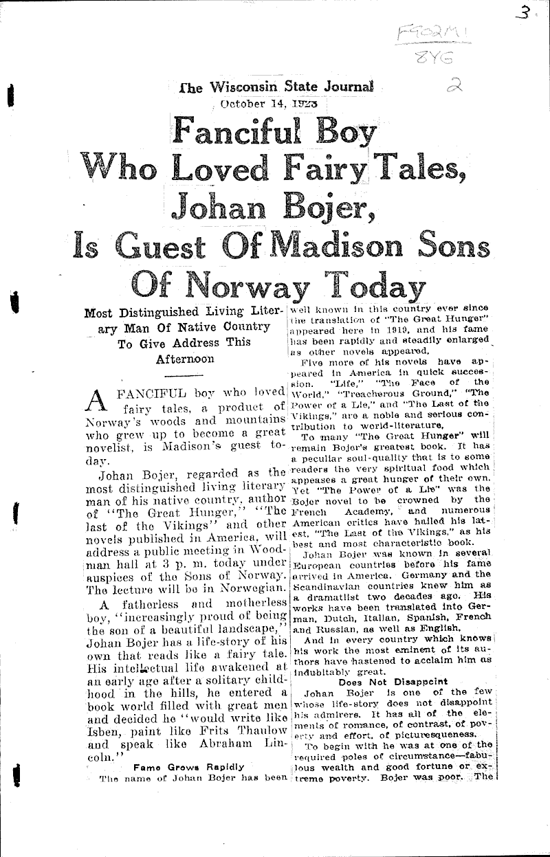  Source: Wisconsin State Journal Topics: Social and Political Movements Date: 1923-10-14