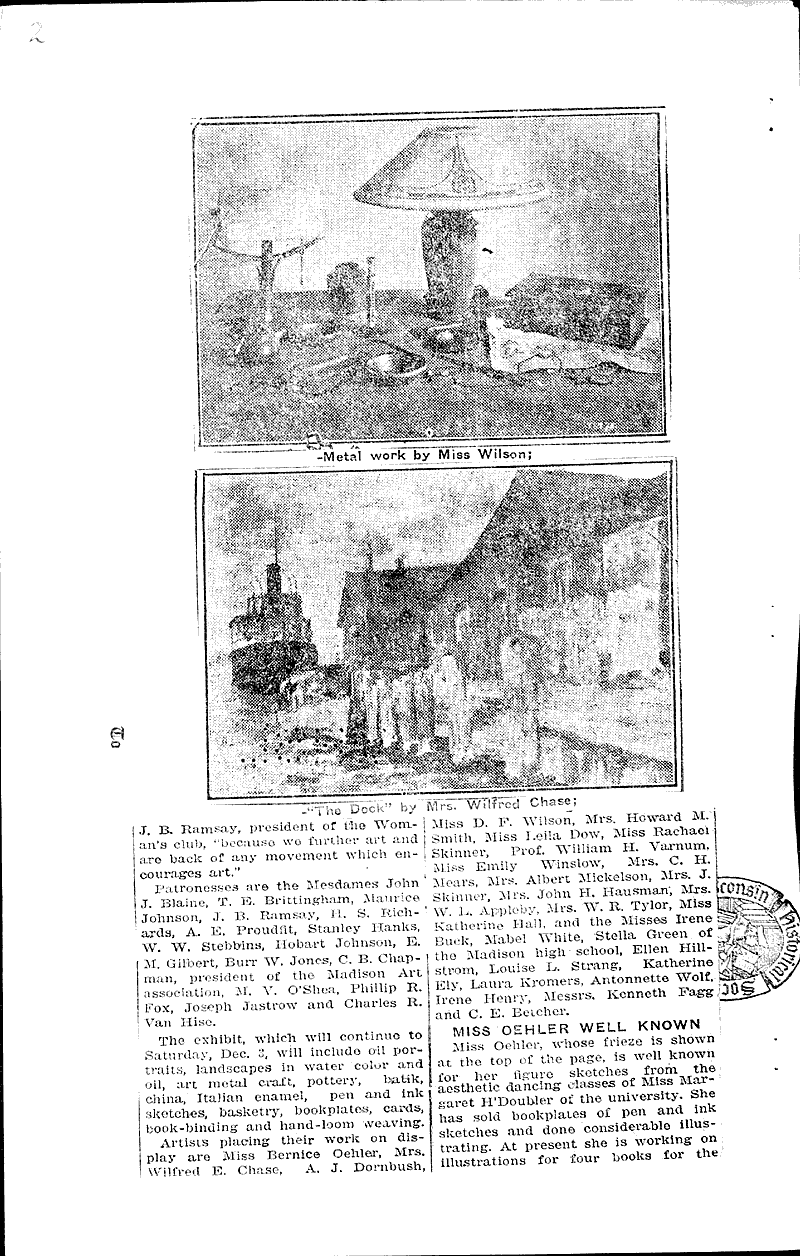  Source: Wisconsin State Journal Topics: Art and Music Date: 1921-11-20