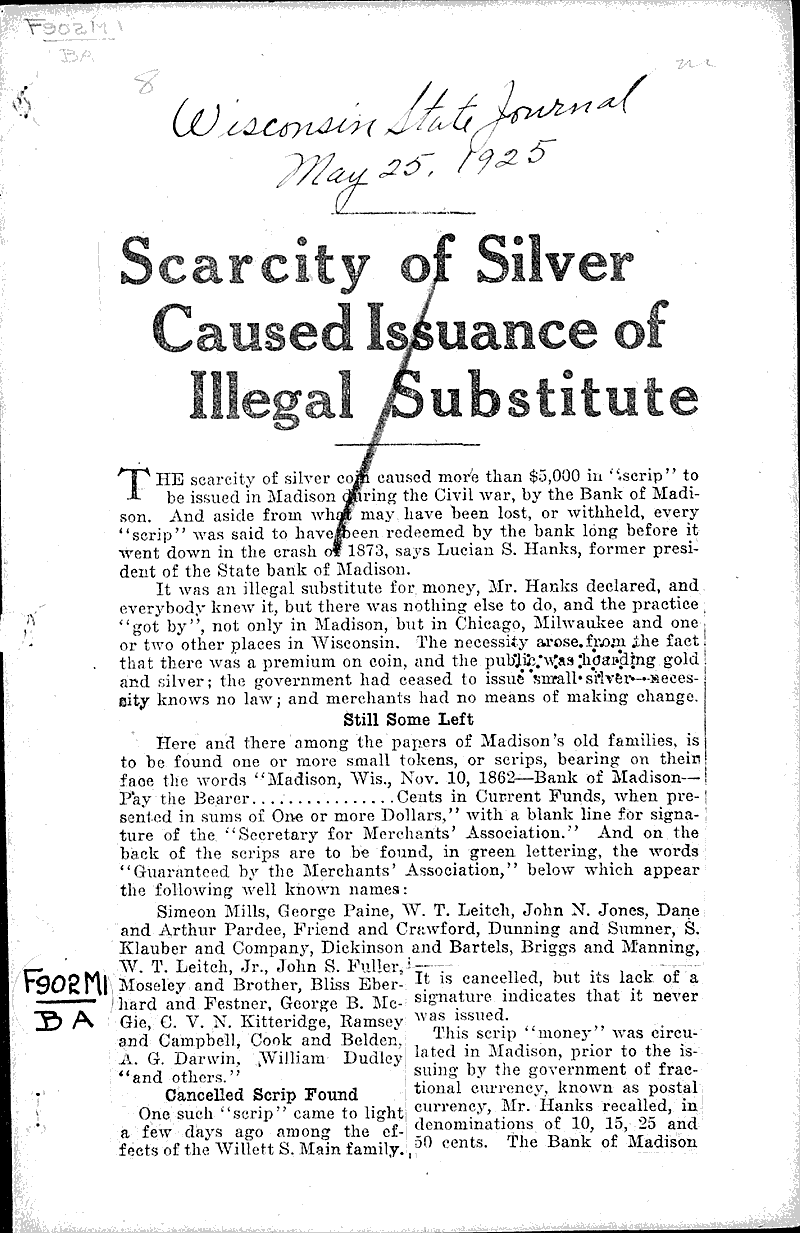  Source: Wisconsin State Journal Topics: Industry Date: 1925-05-25