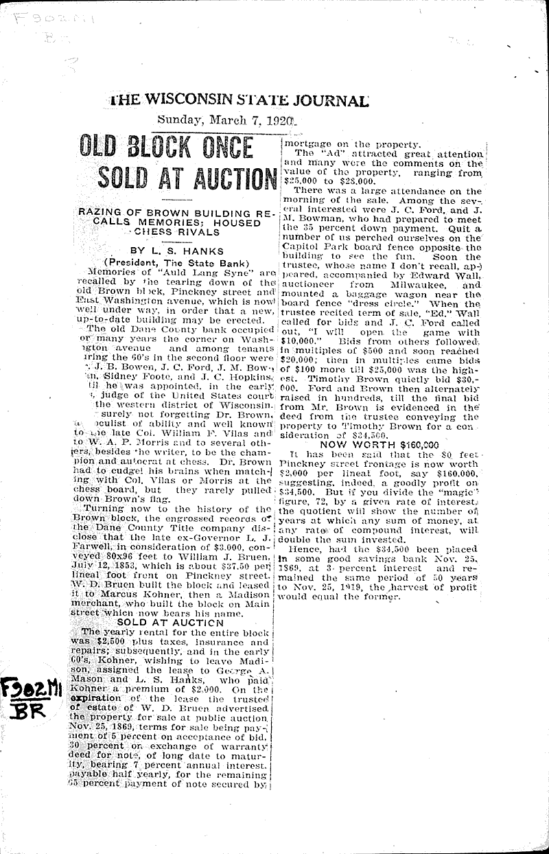  Source: Wisconsin State Journal Topics: Architecture Date: 1920-03-07