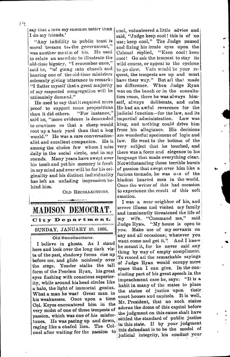  Source: Madison Democrat Topics: Government and Politics Date: 1886-01-10