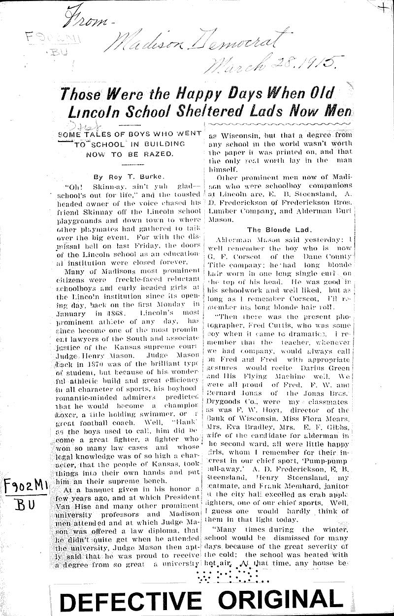  Source: Madison Democrat Topics: Education Date: 1915-03-28