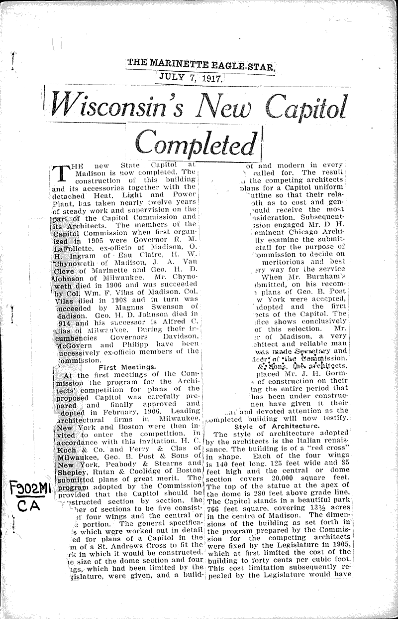  Source: Marinette Eagle-Star Topics: Architecture Date: 1917-07-07