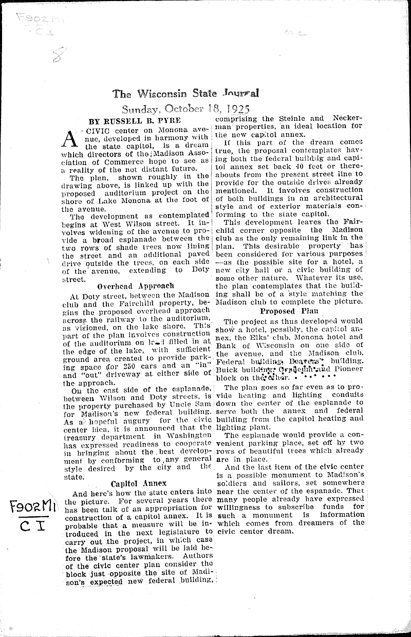 Source: Wisconsin State Journal Topics: Architecture Date: 1925-10-18