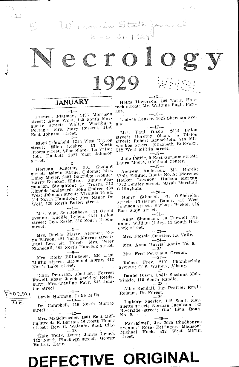 Source: Wisconsin State Journal Date: 1929-12-31