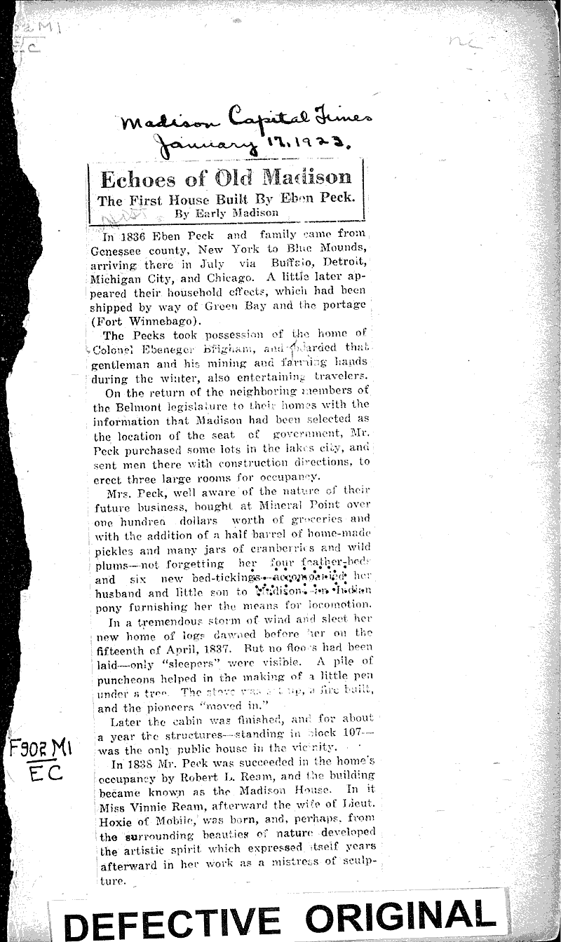  Source: Madison Capital Times Topics: Architecture Date: 1923-01-17