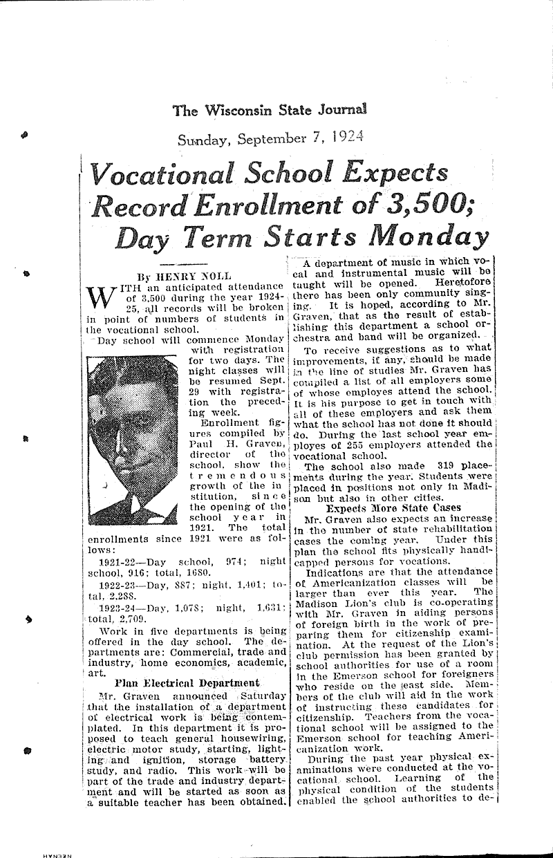  Source: Wisconsin State Journal Topics: Education Date: 1924-09-07