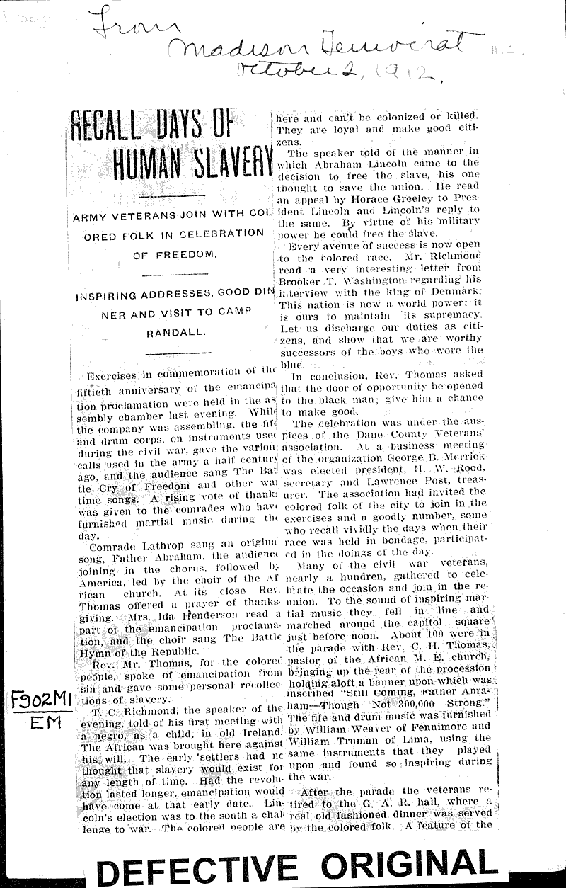  Source: Madison Democrat Topics: Social and Political Movements Date: 1912-10-02