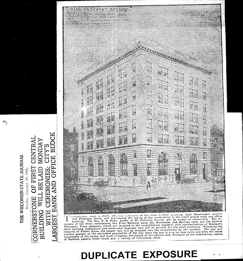  Source: Wisconsin State Journal Topics: Architecture Date: 1921-01-16