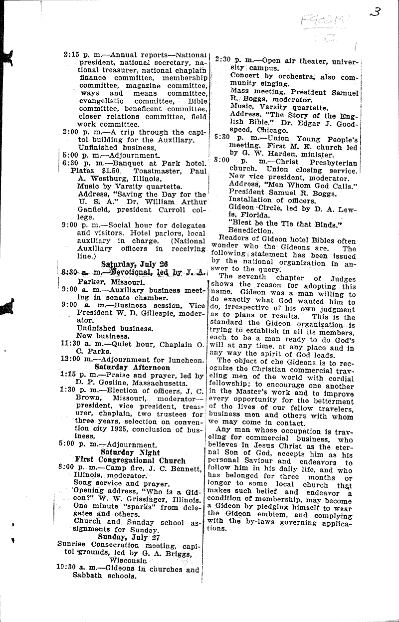  Source: Wisconsin State Journal Topics: Church History Date: 1924-07-13