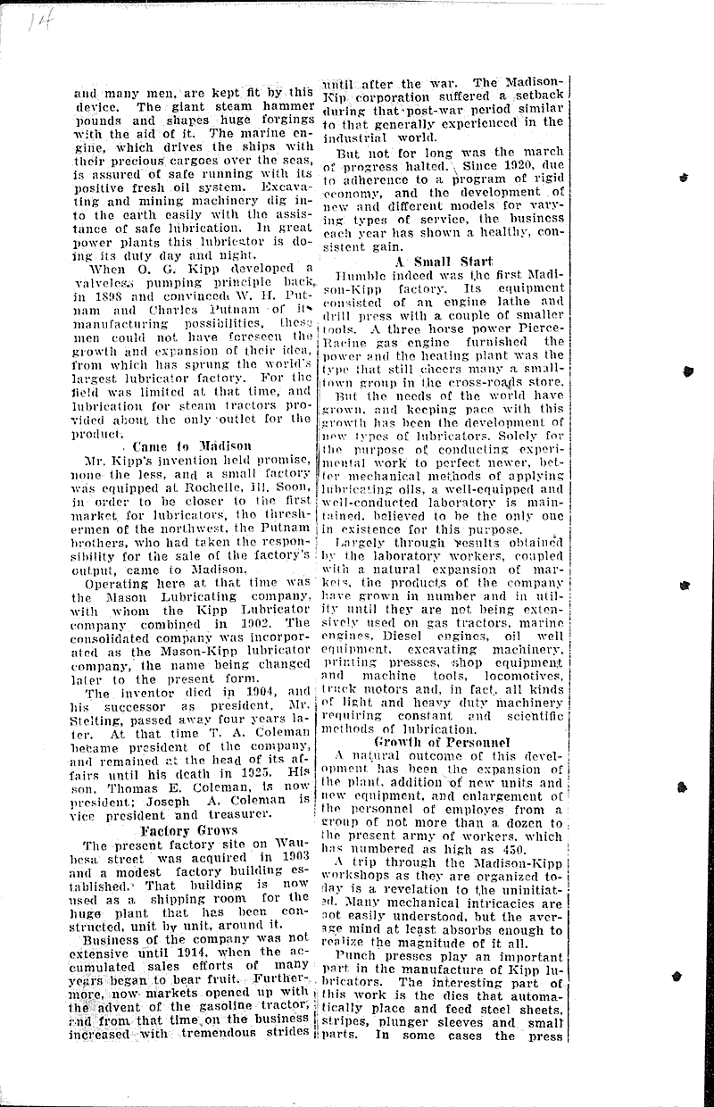  Source: Wisconsin State Journal Topics: Industry Date: 1927-02-20