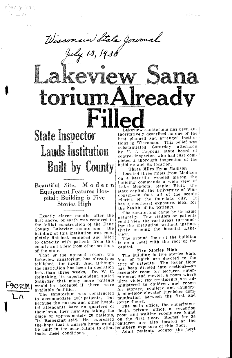  Source: Wisconsin State Journal Date: 1930-07-13