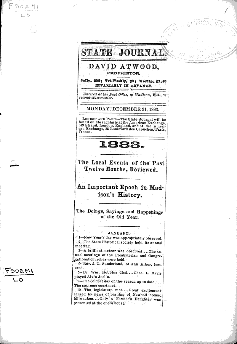  Source: Wisconsin State Journal Date: 1883-12-31