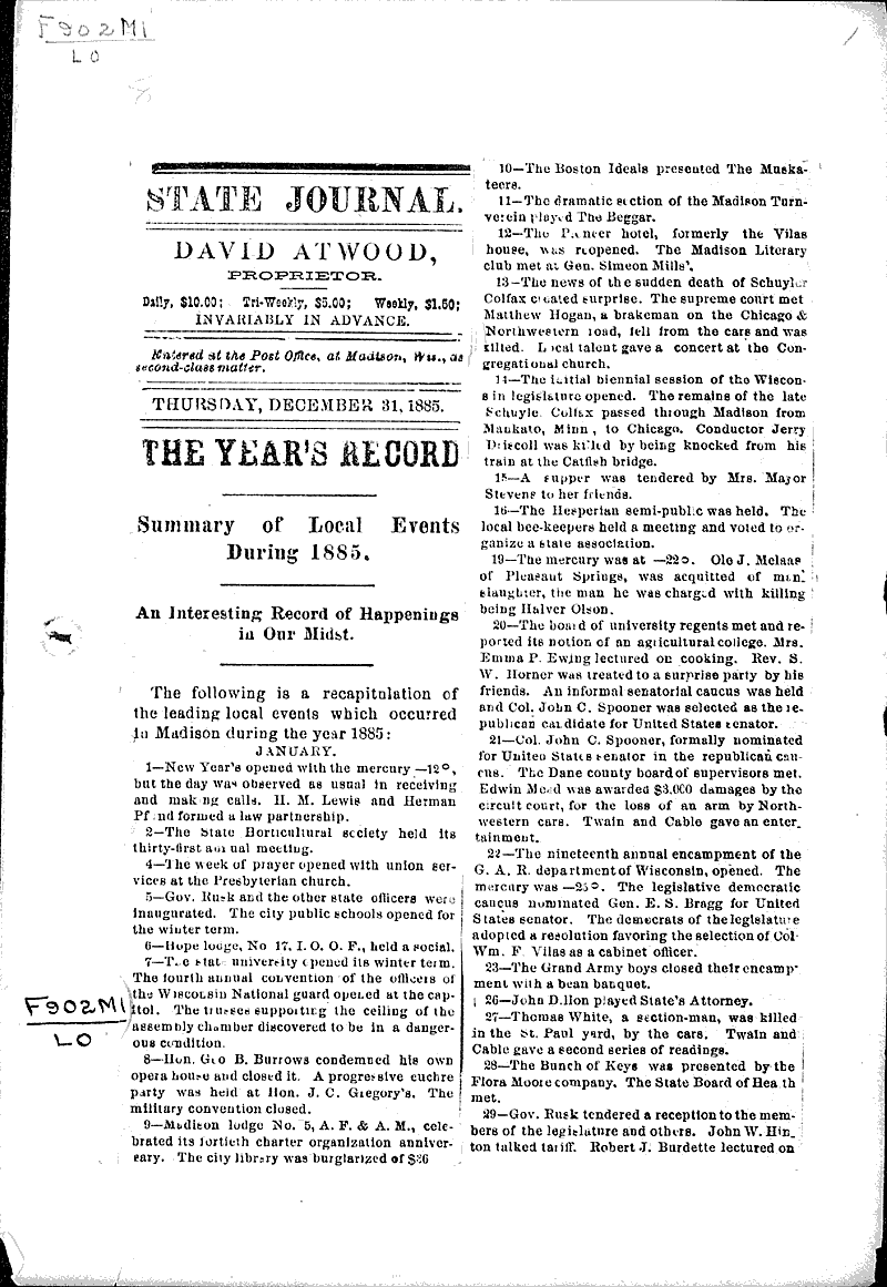  Source: Wisconsin State Journal Date: 1885-12-31