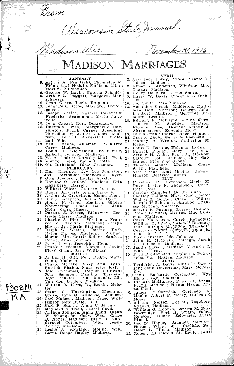  Source: Wisconsin State Journal Date: 1916-12-31