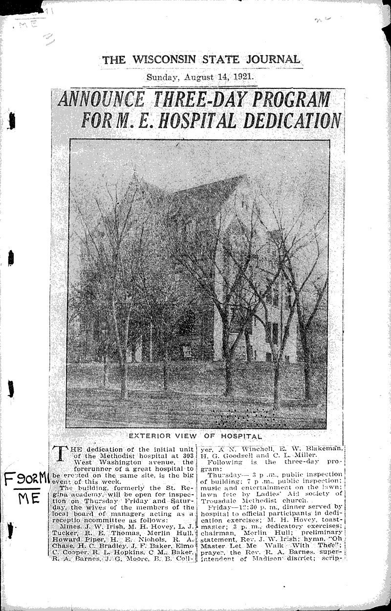  Source: Wisconsin State Journal Topics: Architecture Date: 1921-08-14