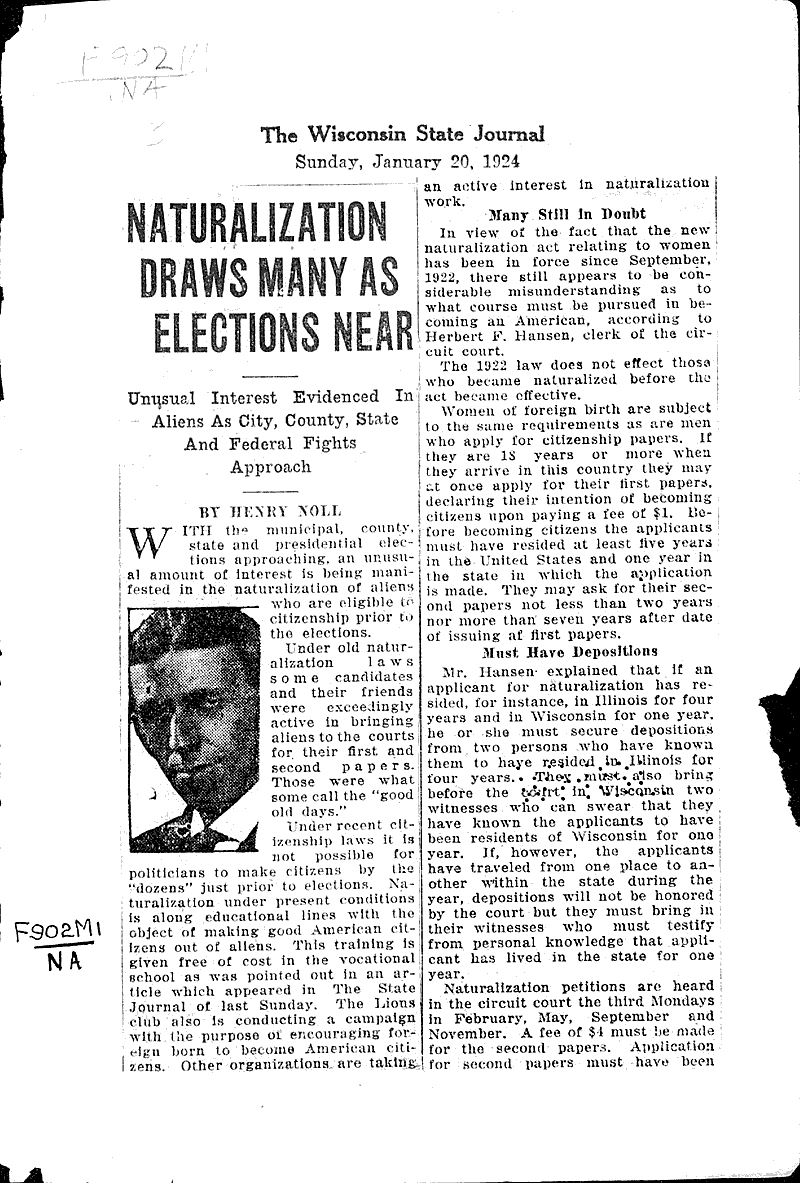  Source: Wisconsin State Journal Topics: Government and Politics Date: 1924-01-20