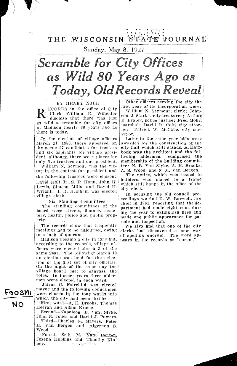  Source: Wisconsin State Journal Date: 1927-05-08