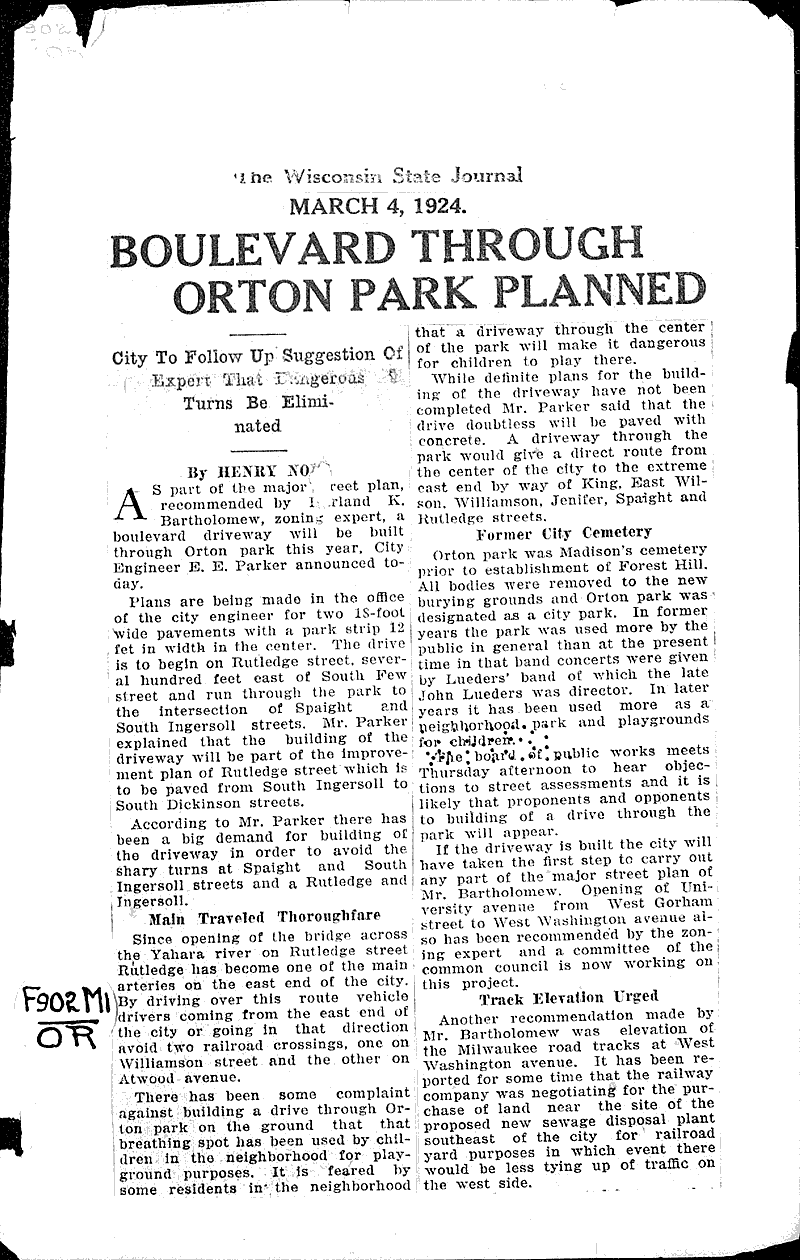  Source: Wisconsin State Journal Topics: Transportation Date: 1924-03-04