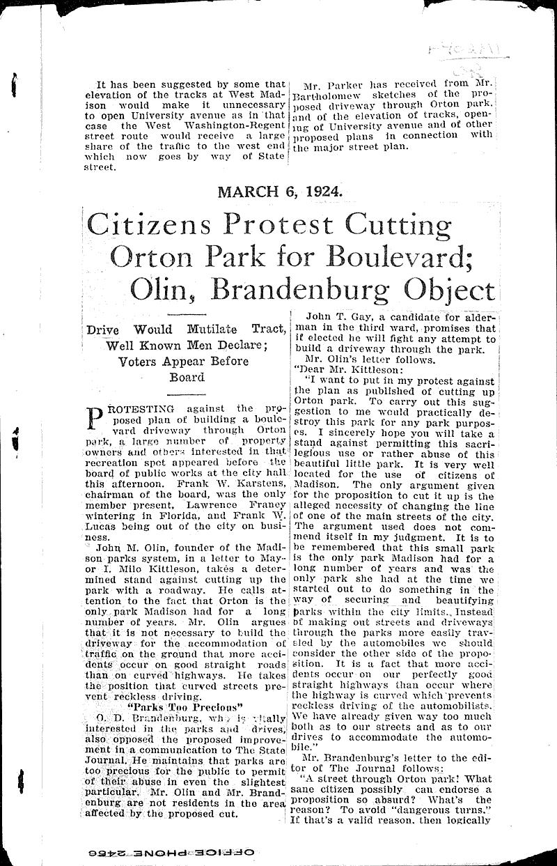  Source: Wisconsin State Journal Topics: Transportation Date: 1924-03-04
