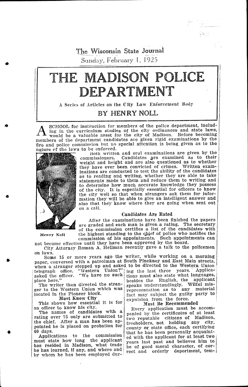  Source: Wisconsin State Journal Date: 1925-02-01