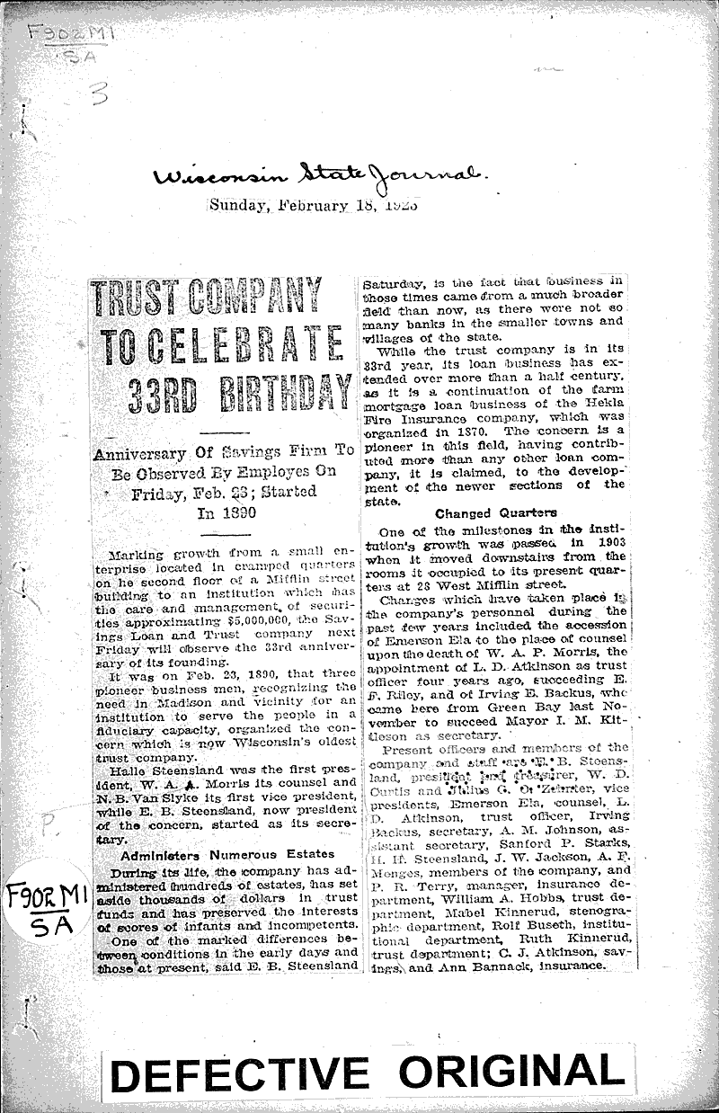  Source: Wisconsin State Journal Topics: Industry Date: 1923-02-18