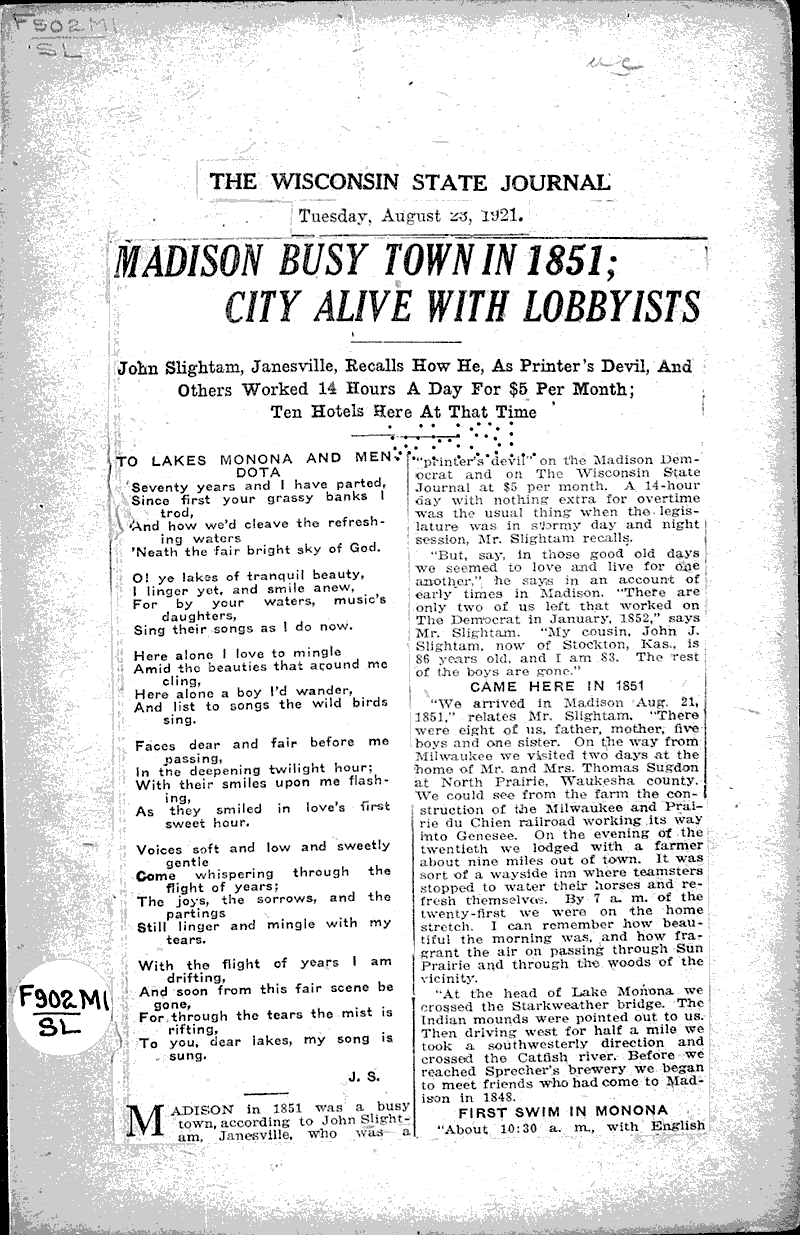  Source: Wisconsin State Journal Date: 1921-08-30