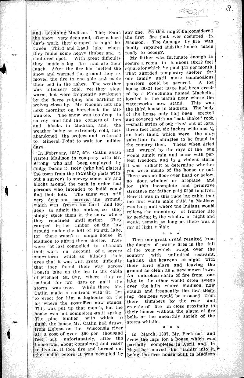 Early recollections of Madison Newspaper Article/Clipping Wisconsin