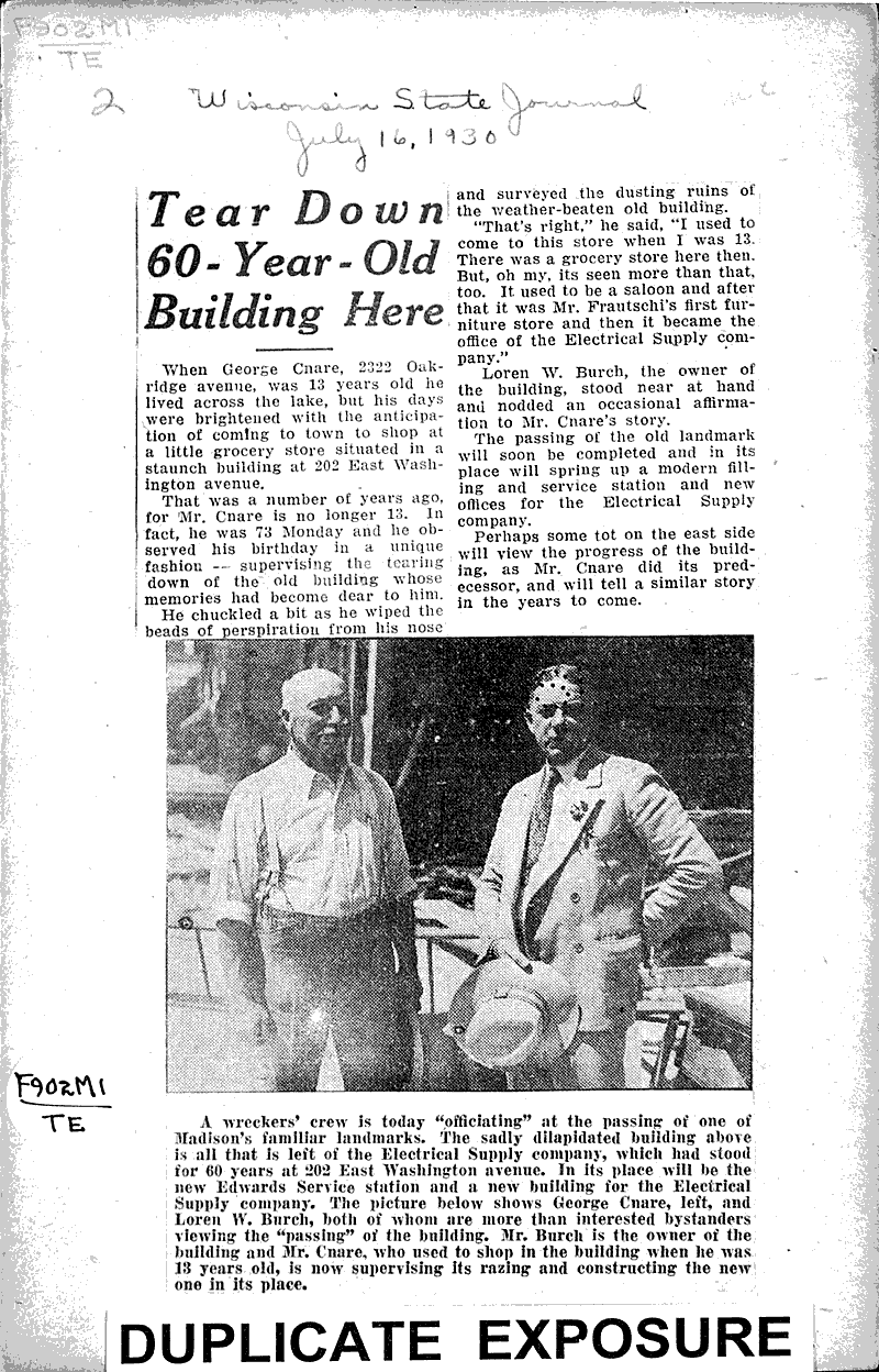  Source: Wisconsin State Journal Topics: Architecture Date: 1930-07-16