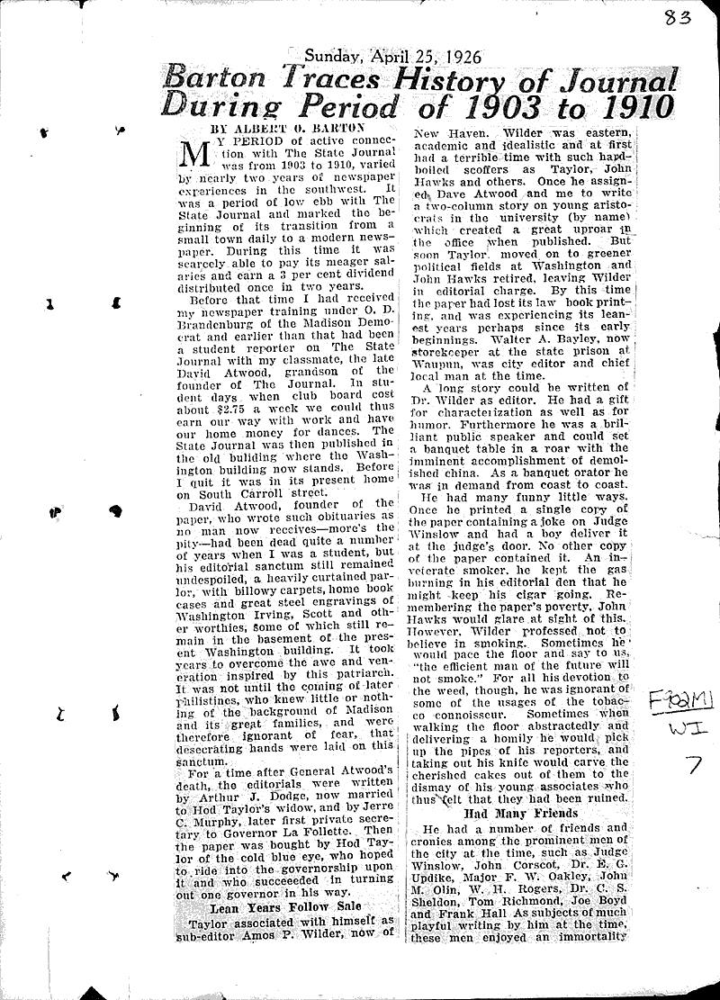  Source: Wisconsin State Journal Date: 1926-04-25