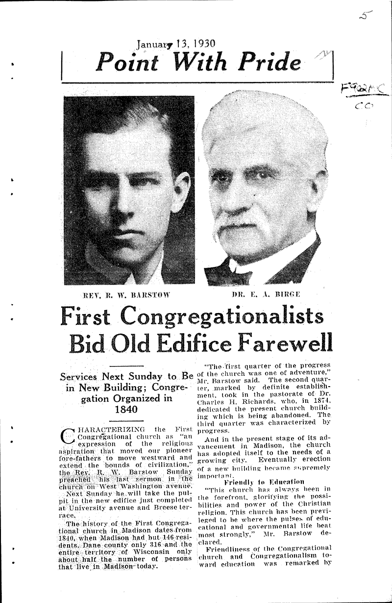 Point with pride Topics: Church History Date: 1930-01-13