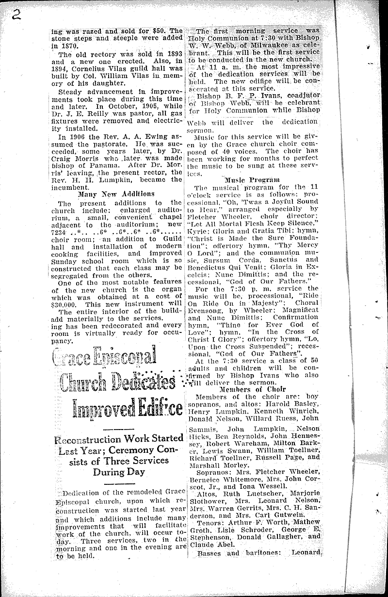  Source: Wisconsin State Journal Topics: Church History Date: 1926-03-28